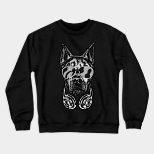 Dog with headphones and cool music glasses Crewneck Sweatshirt